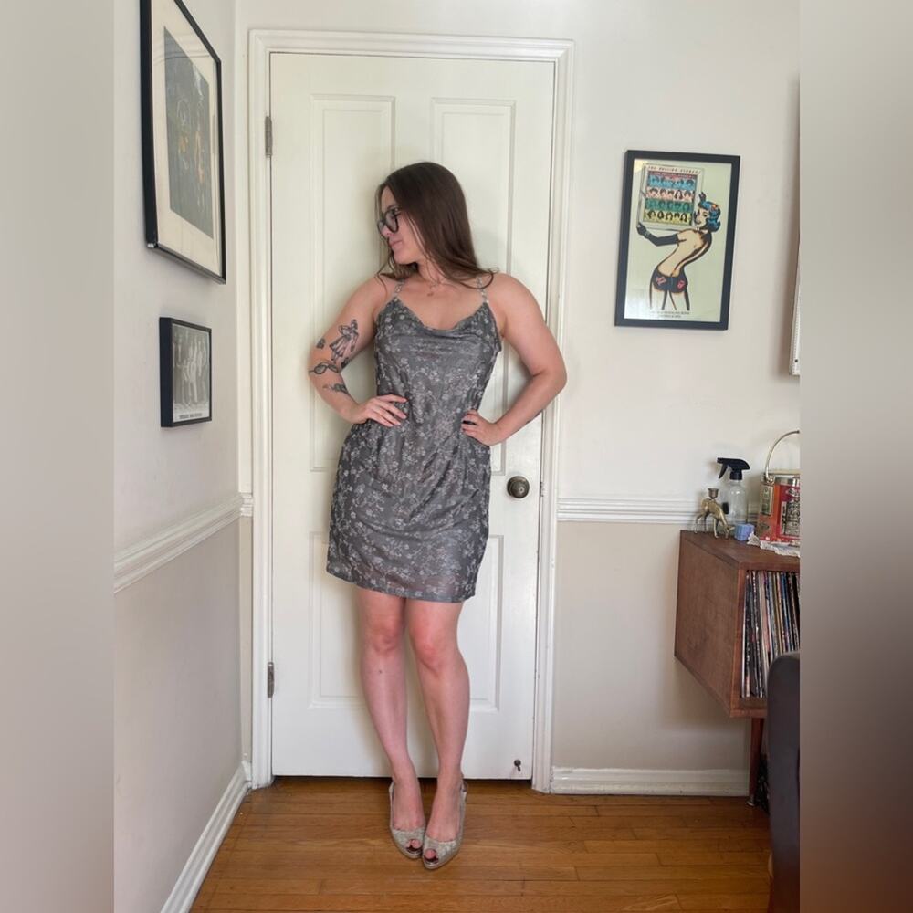90s/ Y2K Silver Mini Dress